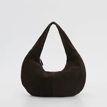 Kabelka Reserved - Kožená hobo kabelka - tmavě hnědá - 624FC-89X - 624FC-89X-ONE