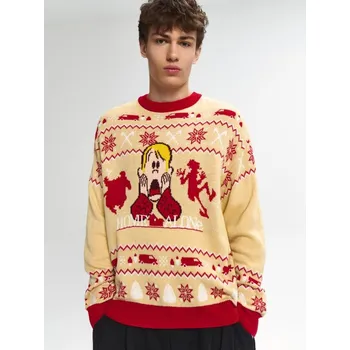Pánský svetr Vzorovaný svetr Home Alone - XS - House - nude - 979HM-02X