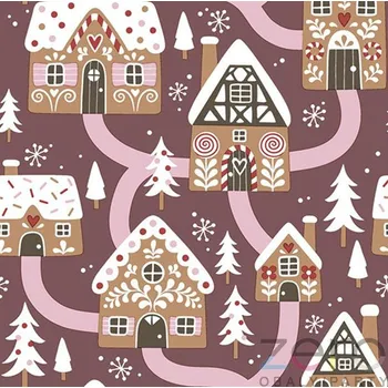 Papírový ubrousek Ubrousky 'Daisy' 33 x 33 cm 3N (20 ks) - (Vánoce) perníkové domečky bordó