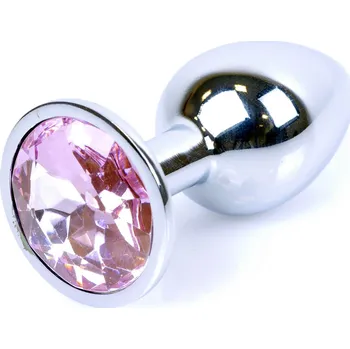 Anální šperk Boss Series Jewellery Silver Plug ROSE - stříbrný anální kolík s drahokamem 7 x 2,7 cm