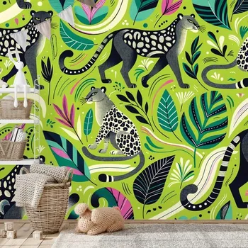 Tapeta Dovido Tapeta leopardi v tropické džungli