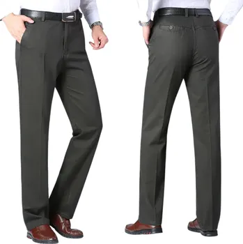 Pánské společenské kalhoty s kapsami Jednobarevné Elegantní rovný střih Stylové pohodlné kalhoty pro muže do práce kanceláře i na slavnostní akce šedá 34