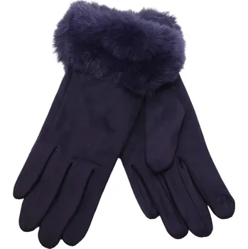 Šála Elegantní dámské rukavice s chlupatým lemem ZS2588 navy velikost uni