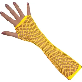 Karnevalový doplněk Rukavice síťované neon žlutá