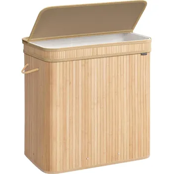 Koš na prádlo Prádelní koš s víkem, bambusový koš 150 l, přírodní béžová