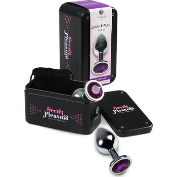 Secret Play Anal Plug Purple Small - kovový anální šperk s fialovým drahokamem