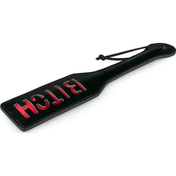 Plácačka EasyToys Black Leather Paddle BITCH černá kožená