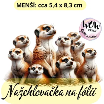 Nažehlovačky na fólii Nažehlovačka na fólii, SURIKATY - VELKÁ RODINA, 1 kus Zvolte VELIKOST motivu ZDE:: Menší