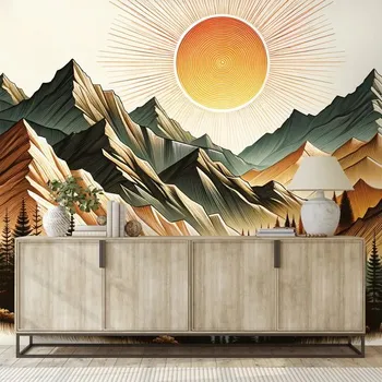 Tapeta Dovido Samolepící tapeta horská krajina s vycházejícím sluncem