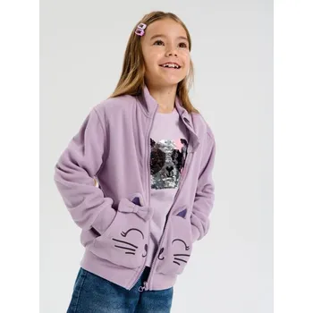 Dívčí mikina Sinsay - MIKINA SE STOJÁČKEM SE ZAPÍNÁNÍM NA ZIP A KAPSAMI - levandulová - 372DN-04X - 372DN-04X-110