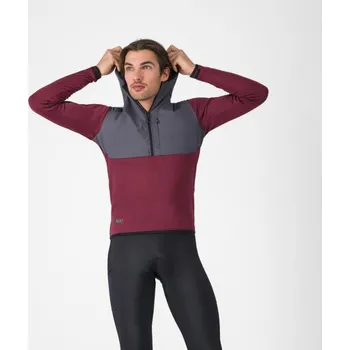 Cyklistická bunda CASTELLI mikina - UNLIMITED ROAM - bordó XL