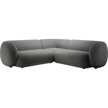 Pohovka Micadoni Tmavě šedá sametová rohová pohovka Kate 252 cm