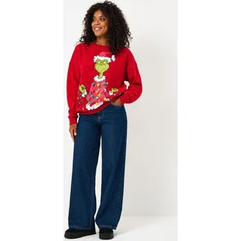 Dámské tričko Sinsay - Mikina s kulatým výstřihem s vánočním motivem Grinch - červená - 069FJ-33X - 069FJ-33X-XS
