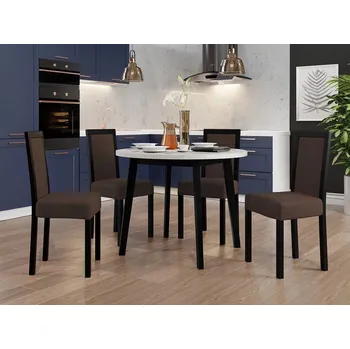 Jídelní stůl Sestava 4+1 do jídelny SALUSIA 1 - bílá / černá / hnědá 2