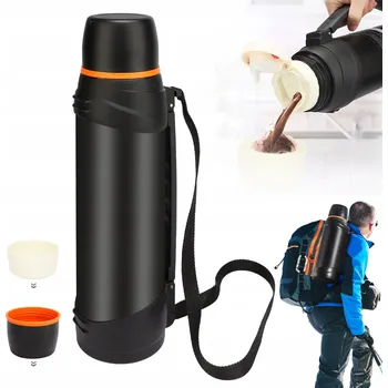 Termoska Kovová termoska 2500 ml velká s popruhem na čaj kávu držák