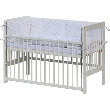 Dětská postýlka Dětská postýlka 120 x 60 cm borovice bílá s kompletní výbavou Scarlett Hvězdička - béžová,stahovací bok