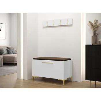 Předsíňová stěna Nábytek do předsíně s čalouněnými panely ANDORA 7 - bílý / hnědý