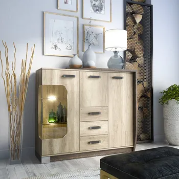 Komoda Prosklená kombinovaná komoda BENSON - dub canyon / arusha, pravá