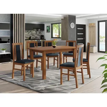 Jídelní stůl Jídelní sestava 6+1 HARDIN 3 - olše / modrá