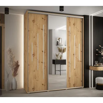 Šatní skříň Šatní skříň YVONA 13 - 200/45 cm, dub artisan / stříbrná