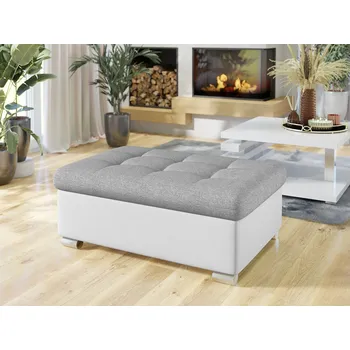 Taburet Taburetka do obýváku NELLI 2 - bílá ekokůže / šedá 1