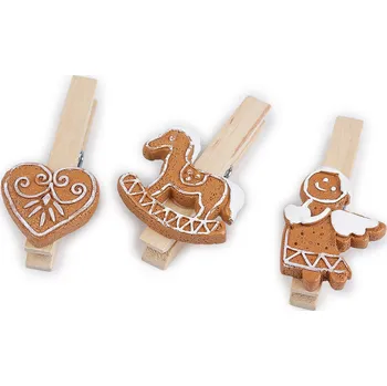 Vánoční dekorace Stoklasa Velké vánoční kolíčky - perníčky sada 3 ks Srdce, kůň, anděl