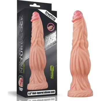 Dildo LoveToy Dual Layered Platinum Silicone Nature Cock 9.5 Flesh