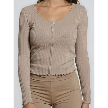 Dámská halenka Sinsay - Žebrovaná halenka - béžová - 249GA-08J - 249GA-08J-S