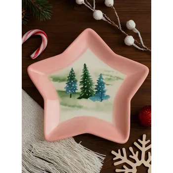 Talíř Sinsay - Talíř s vánočním motivem - pastelová růžová - 489GI-03X - 489GI-03X-ONE