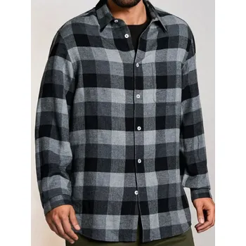 Pánská košile Sinsay - Bavlněná kostkovaná košile - černá - 115EV-99X - 115EV-99X-XL