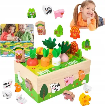 Dřevěná hračka Montessori Hračka Třídič Kostek Dřevěná Mrkev