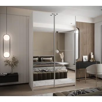 Šatní skříň Dvoudveřová skříň SAMARA 2 - 160 cm, bílá / stříbrná