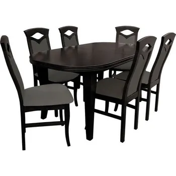 Jídelní stůl Kuchyňský jídelní set MOVILE 6 - wenge / šedá ekokůže