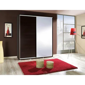 Šatní skříň Vysoká šatní skříň 155 cm se zrcadlem DANUBE 2 - kaštan wenge