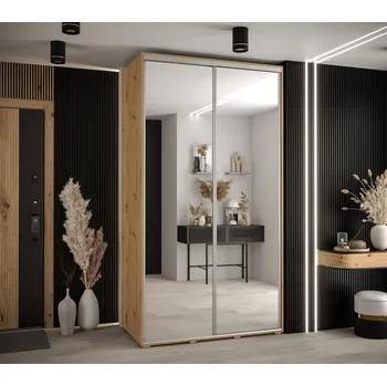 Šatní skříň Šatní skříň YVONA 2 - 140/60 cm, dub artisan / stříbrná