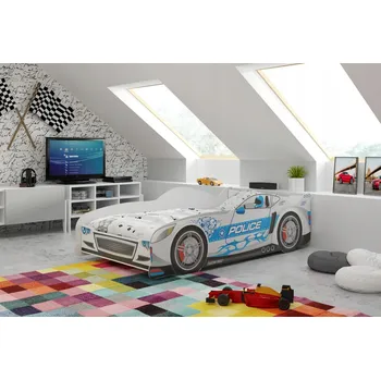 Dětská postel Dětská postel ve tvaru auta 80x160 POLICIE - stříbrná