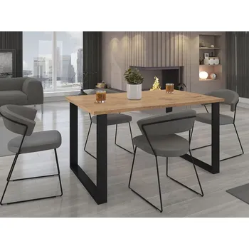 Jídelní stůl Jídelní stůl 138x90 cm IZMIR - dub lancelot / černý