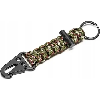 SURVIVALOVÁ PŘÍVĚSEK NA KLÍČE PARACORD ARMY GREEN lanko a křesadlo