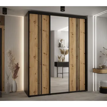 Šatní skříň Šatní skříň YVONA 7 - 190/60 cm, černá / dub artisan / černá