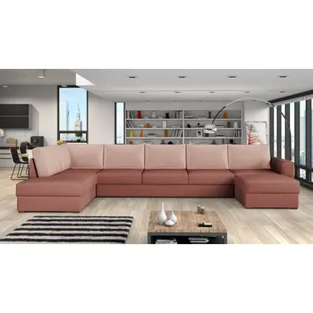 Sedací souprava Rohová sedačka do U s úložným prostorem TUCSON 2 - tmavá růžová / světlá růžová, levý roh