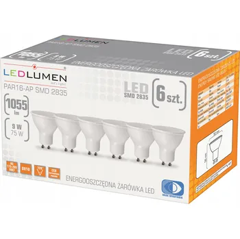 Žárovka Sada 6x LED žárovka GU10 9W = 75W SMD 1055lm 120° CCD Energeticky úsporná 4000K