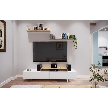 Nábytek CASARREDO MILANO obývací stěna, bílá/dub Artisan