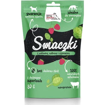 Pamlsek pro psa Pamlsky pro psy s hovězím masem, malinami a špenátem - Syta micha, 80 g