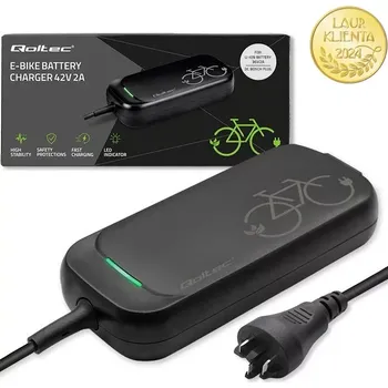 Elektrokolo *Qoltec 50762 Rychlá voděodolná nabíječka Qoltec Pro Bosch plug 36V/42V 2A + napájecí kabel (Nabíječka Qoltec 42V je ideální volbou pro elektrokola vybavená 36V baterií. Tato nabíječka poskytuje stabilní a spolehlivé provozní parametry, které zajišťují)