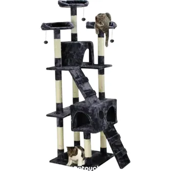 Vysoké škrabadlo pro kočky 059 šedé výška 185 cm s odpočívadly