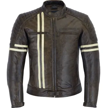 Moto bunda Pánská kožená motocyklová bunda Lookwell THOR hnědá Velikost: 3XL