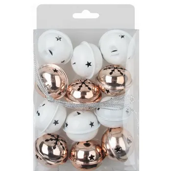 Vánoce Maják Rolničky 4cm 12ks měděné a bílé v krabičce