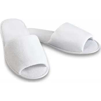 Pánské pantofle Hotelové pantofle Comfort v eko sáčku, otevřená špička, froté, bílé