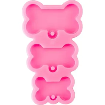 Růžová silikonová forma 3 kosti 11,2 x 6,5 cm na odlévání pryskyřice Výroba přívěsků klíčenek dekorací a originálních doplňků pro milovníky psů