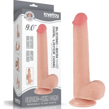 Dildo Lovetoy 9'' Sliding Skin Dual Layer Dong Flesh
